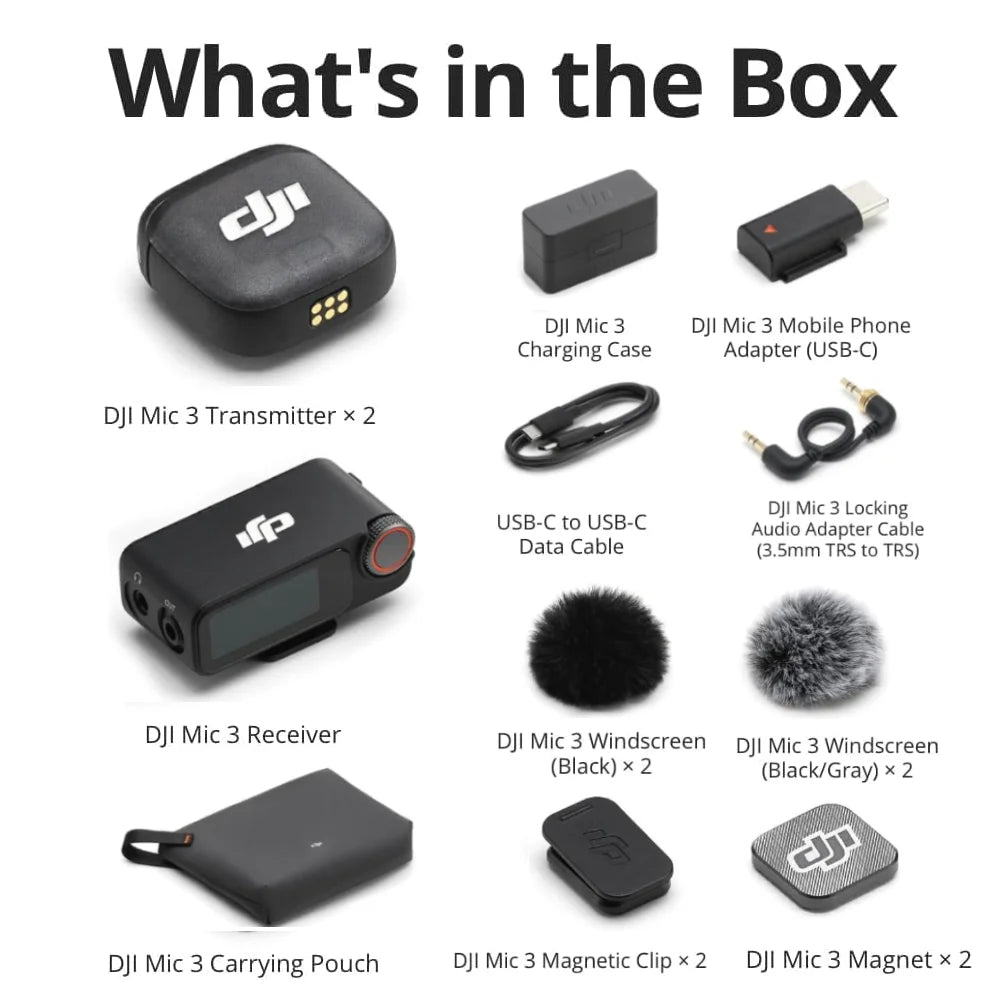 DJI Mic 3 Wireless Lavalier Mic 1TX 1RX 2TX 1RX  Kit with Charging Case Adaptive Gain Control&Dual Band for Vlog