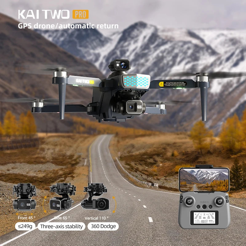 KAI2 Drone 3-Axis PTZ 4K HD Dual Camera GPS 5G WIFI RC FPV Dron Laser 360° Obstacle Avoidance Brushless Motor Quadcopter