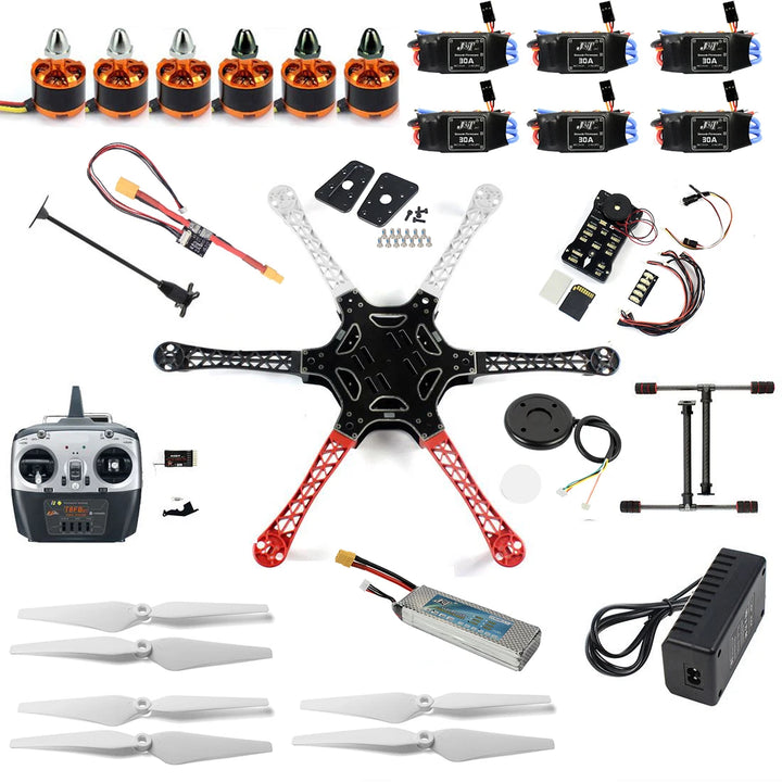 DIY F550 6-Axle RC Hexacopter Drone Kit 2212 920KV CW CCW Brushless Motor 3S 9443 Propeller T8FB Remote Controller