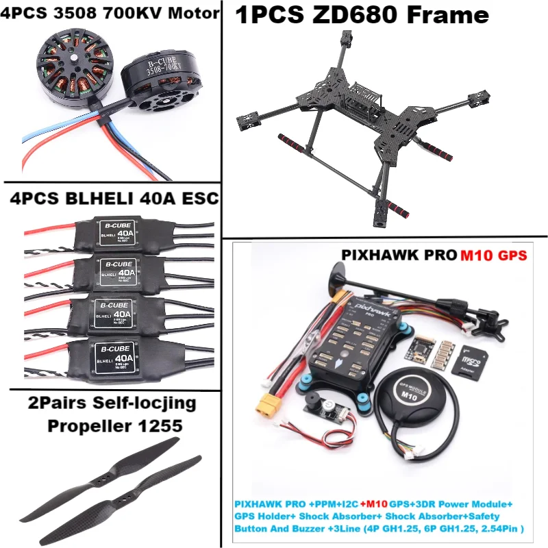 New ZD680 PRO M8N/M9N/M10 Full Carbon Fiber Hexa-Rotor Foldable Arm Hexacopter Frame Kit PIXHAWK with Unflodable Landing Gear