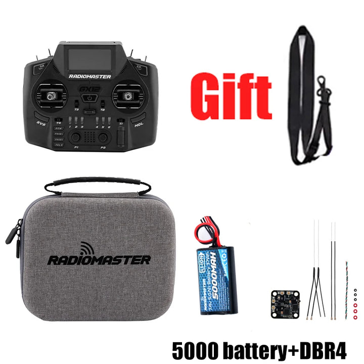 RadioMaster GX12 RC Radio Controller — Dual-Band ELRS Gemini-X, 2.4GHz/900MHz, EdgeTX, CNC Hall Gimbals, FCC