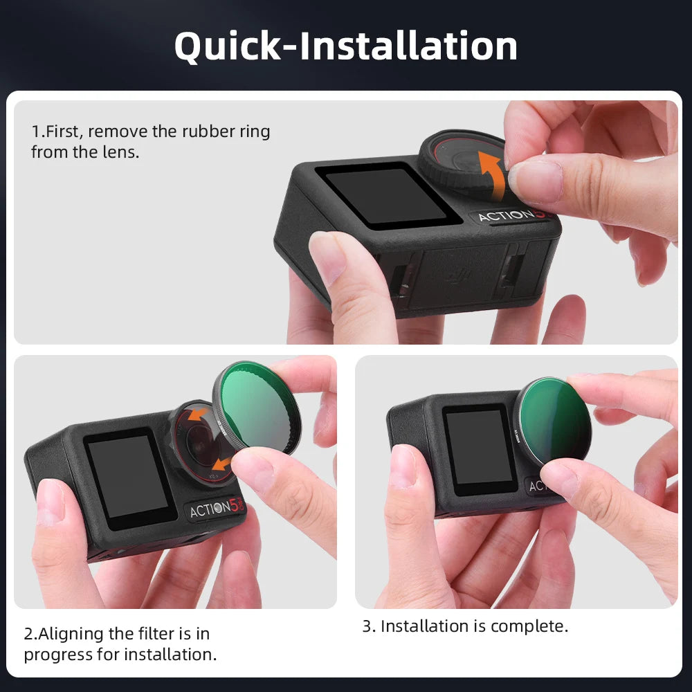 BRDRC UV/CPL/ND8/16/32/64 Filter Kits For DJI Osmo Action 3 4 5 Pro Optical Glass Aluminum Alloy Frame Action Camera Accessories