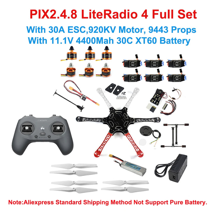 DIY F550 6-Axle RC Hexacopter Drone Kit 2212 920KV CW CCW Brushless Motor 3S 9443 Propeller T8FB Remote Controller