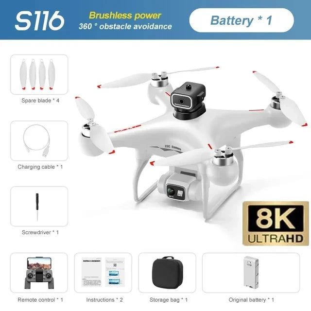 Professional S116 MAX Drone 8K WIFI FPV Camera 360° Obstacle Avoidance Brushless Motor RC Quadcopter Mini Dron Toy - Thedroneflight