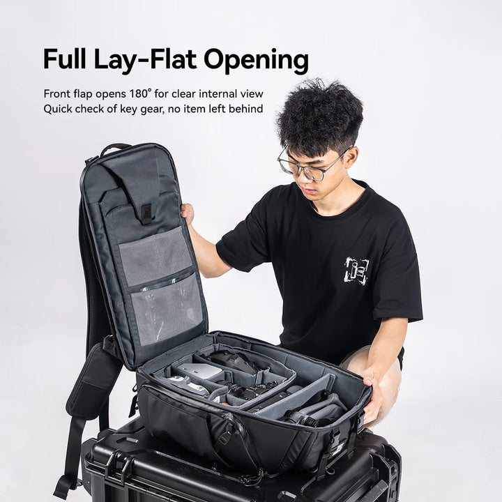 FPV Drone Backpack V2 540X380X220mm 35 Liter Volume Resizable Compartments Ntegrated RGB Light Strips For FPV Drone Goggles
