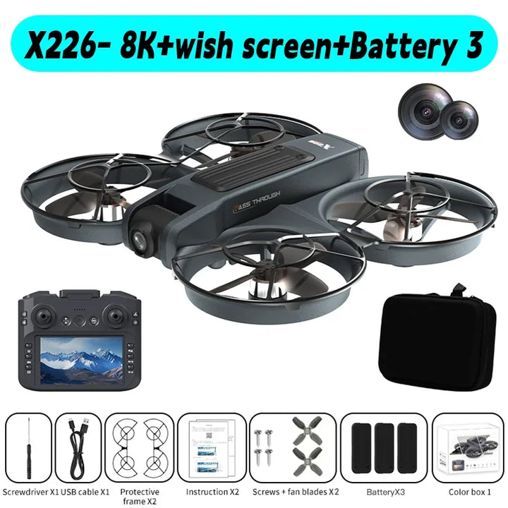 New Xiaomi Drone X226/X226VR Drones 8K Profession HD Wide Angle Camera WiFi FPV RC Helicopter Large Screen Foldable Quadcopter