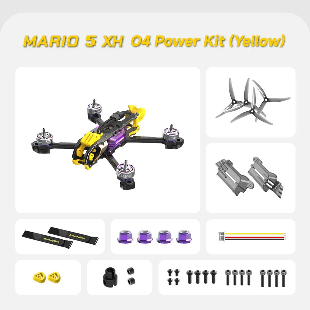 SpeedyBee Mario 5 FPV Drone — 5" Deadcat Carbon Fiber Frame, F405 V4 FC, DJI O4 Pro / DC / XH Power Kit Options