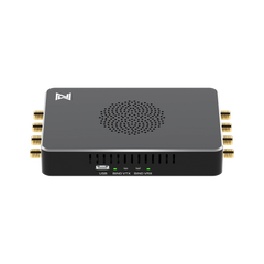 Walksnail Avatar Repeater, front view showing USB port and status indicator labels