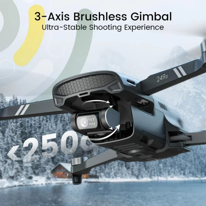 HS900 249g Lightweight GPS Drones with Camera for Adults 4K; 3 Axis Brushless Gimbal Drone with 4K/30FPS Video, 48MP Photo, 200