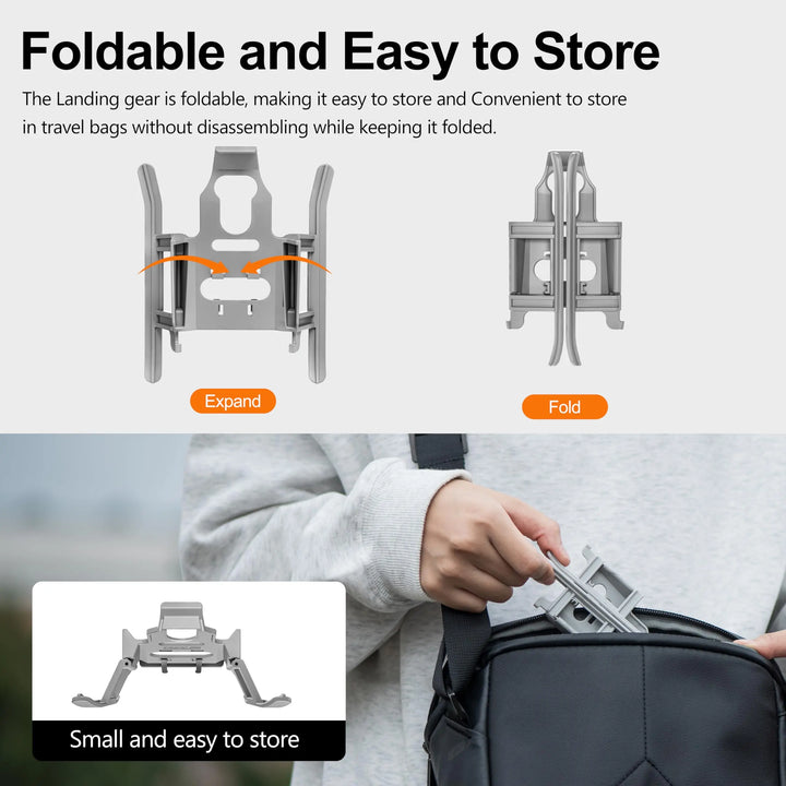 STARTRC Landing Gear for DJI Mini 4 Pro — Foldable, Quick-Release, 13g, ABS, 42mm Clearance, Slope Design, Sensor-Safe