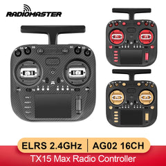 RadioMaster TX15 MAX silver, red and gold color-accent comparison