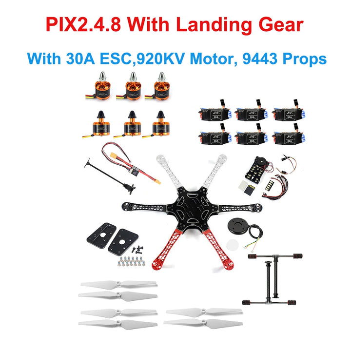 DIY F550 6-Axle RC Hexacopter Drone Kit 2212 920KV CW CCW Brushless Motor 3S 9443 Propeller T8FB Remote Controller