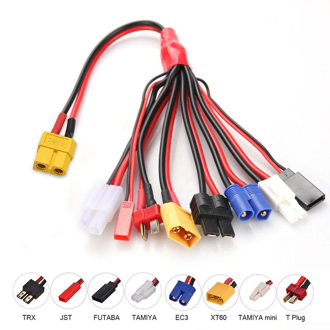 RC Charger Adapter Connector 8 In 1 Charger 4.0mm Banana XT60 TRX Tamiya Lipo for RC Car Drone Imax B6 B6AC Battery Cable