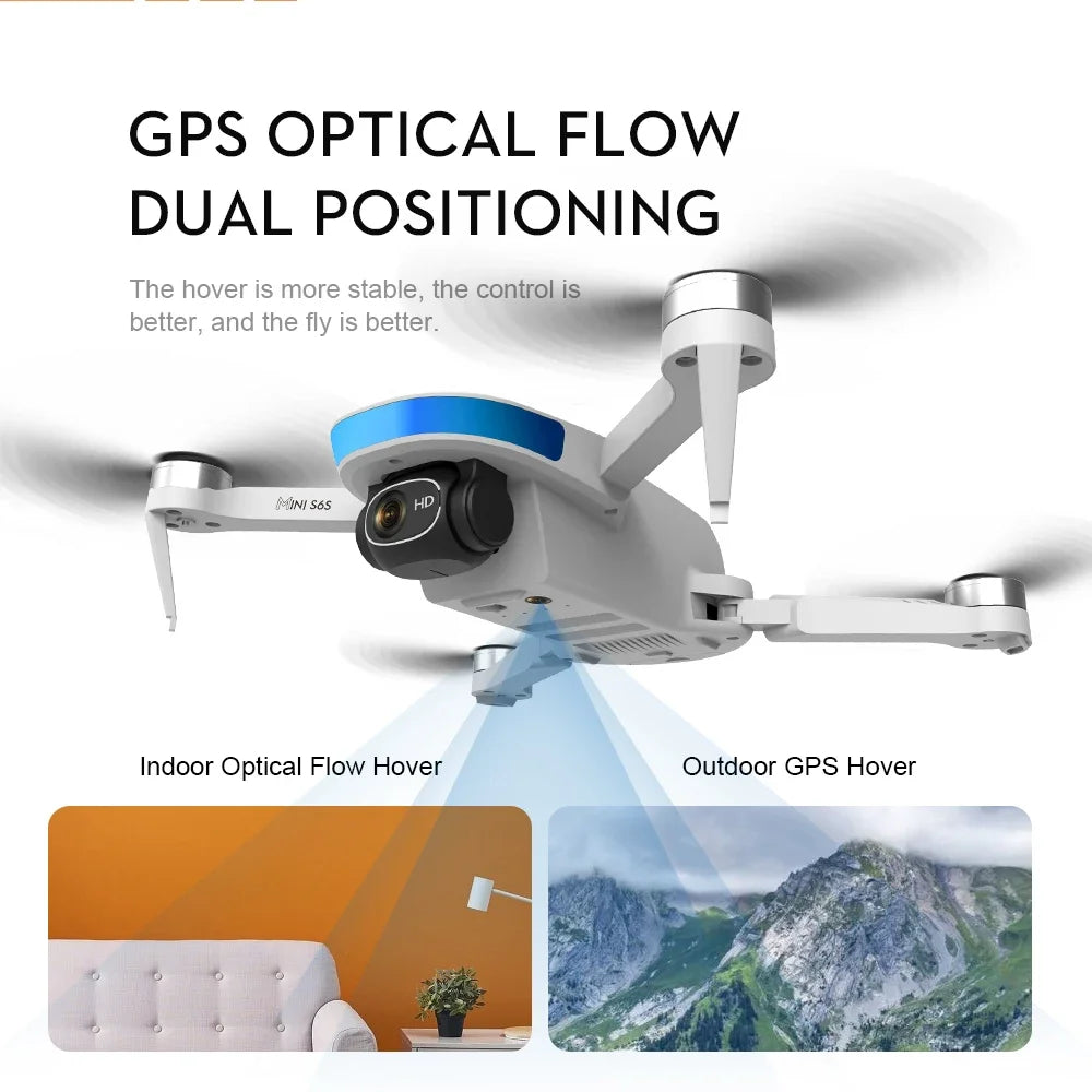 New S6S 4K Mini Drone GPS 5G Wifi HD EIS Camera Optical Flow Brushless Motor Foldable Quadcopter RC Helicopter Gifts Dron Toy