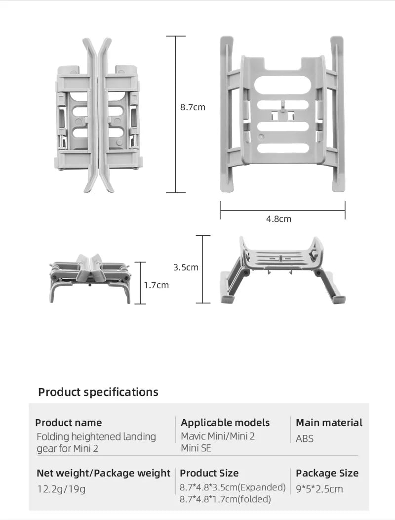 Foldable Landing Gear for DJI Mavic Mini 1/2/3/Air 2/2S/Pro Support Leg Height Extender Stand Mount Protector Drone Accessory