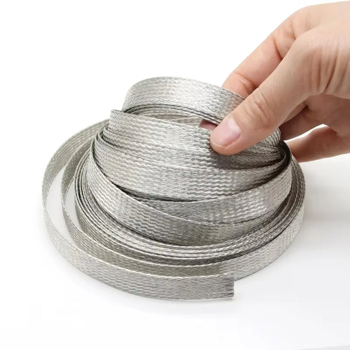 Pure & Tinned Copper Braided Shielded Sleeve — 2–28mm, 1/5/10m, EMI RF Shielding for FPV, Audio, Automotive