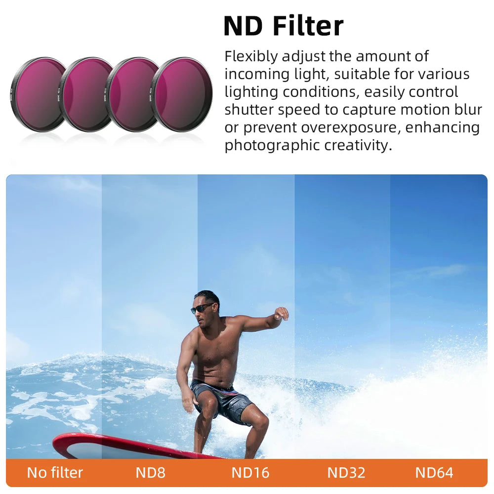BRDRC UV/CPL/ND8/16/32/64 Filter Kits For DJI Osmo Action 3 4 5 Pro Optical Glass Aluminum Alloy Frame Action Camera Accessories