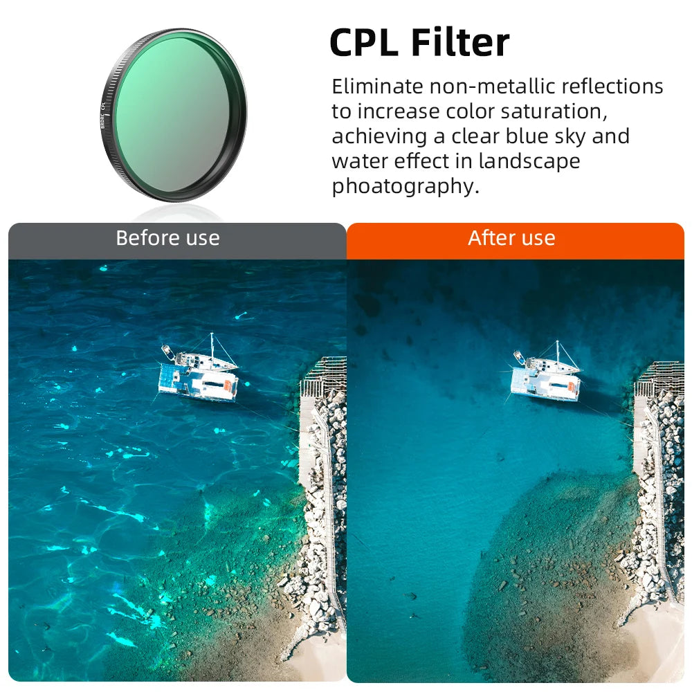BRDRC UV/CPL/ND8/16/32/64 Filter Kits For DJI Osmo Action 3 4 5 Pro Optical Glass Aluminum Alloy Frame Action Camera Accessories