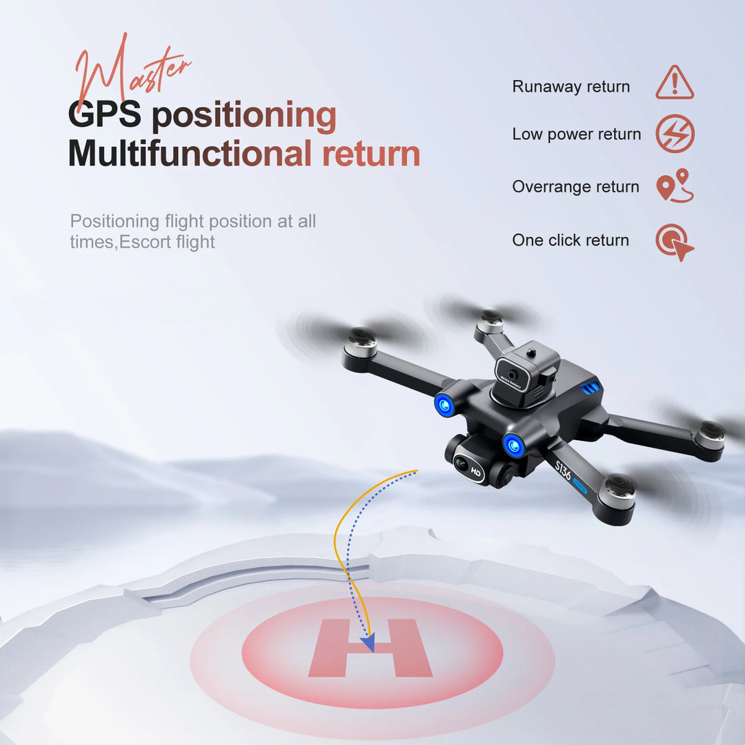 S136 Drone WIFI GPS 360° Laser Obstacle Avoidance 8K HD Dual Camera Brushless Motor Optical flow localization RC Quadcopter Toys