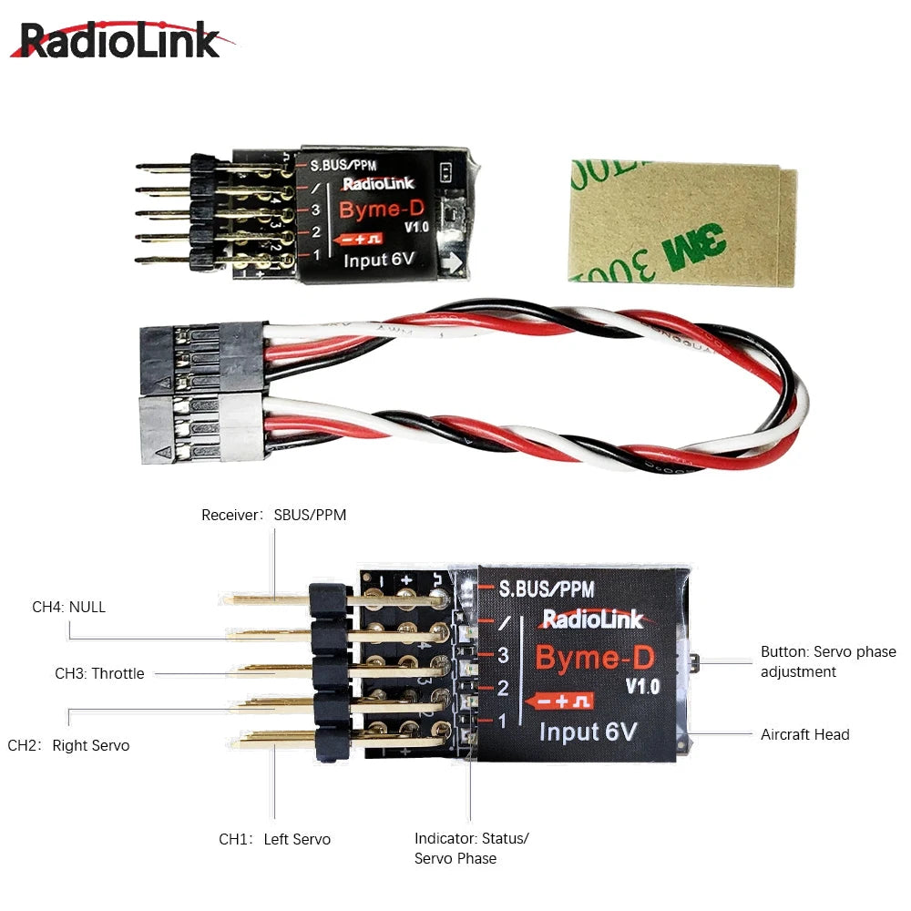 Radiolink Byme-A/Byme-D Fixed Wing Flight Controller Gyroscope Self-stabilization Balance For 3D Fixed Wing 4CH Trainer Su27 Toy