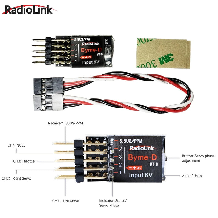 Radiolink Byme-A/Byme-D Fixed Wing Flight Controller Gyroscope Self-stabilization Balance For 3D Fixed Wing 4CH Trainer Su27 Toy