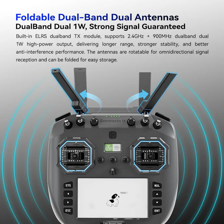iFlight Commando 14 GemX Radio Controller - Dual-Band ELRS 2.4GHz + 900MHz Dual 1W Transmitter for FPV Racing Freestyle
