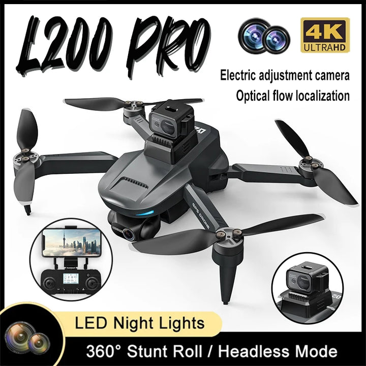 L200 GPS 4K Dual Camera Drone with 2-Axis Gimbal, 25-Min Flight, EIS Stabilization, 3000M Range, Wi-Fi FPV, and Obstacle Avoidance