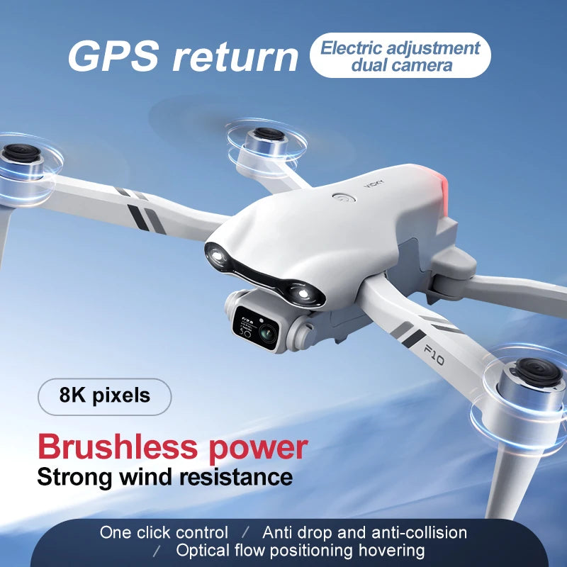 F10 GPS Professional Drone 8K HD Dual Camera With 5G WIFI Wide Angle Obstacle Avoidance Brushless Foldable Quadcopter 2 km Dista