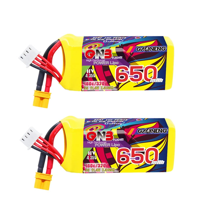 GNB 2S/3S/4S/6S/8S 160C LiPo Battery 2-Pack - 650/880/1100/1300/1400/1530/1630mAh XT60 FPV Racing Drone