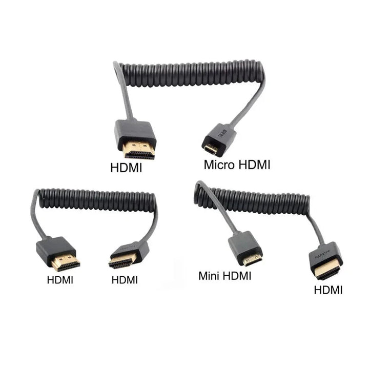 4K HDMI 2.0 Coiled Extension Cable — Male-to-Male, 60Hz, HDR, ARC | HDMI / Mini / Micro