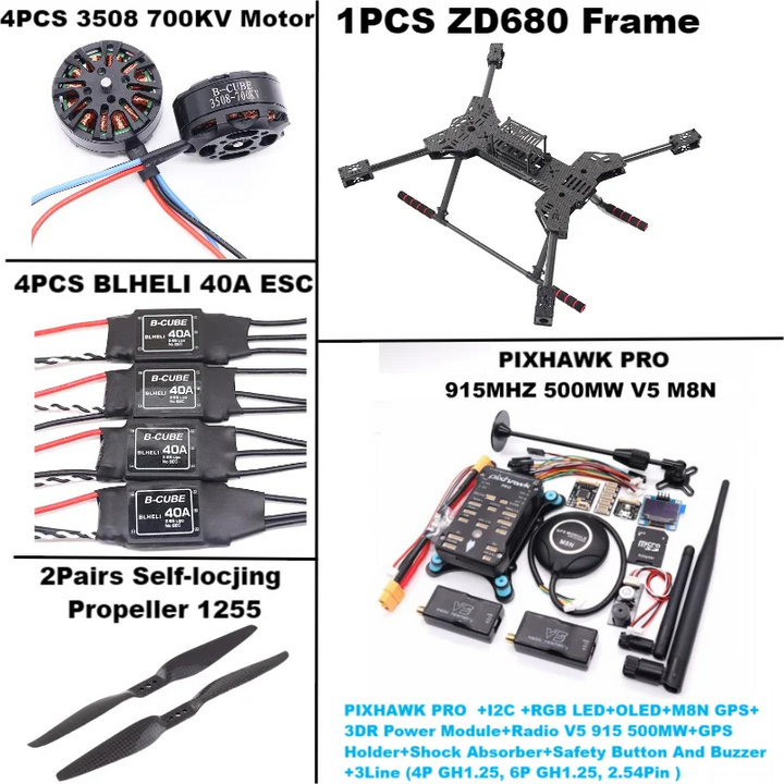New ZD680 PRO M8N/M9N/M10 Full Carbon Fiber Hexa-Rotor Foldable Arm Hexacopter Frame Kit PIXHAWK with Unflodable Landing Gear