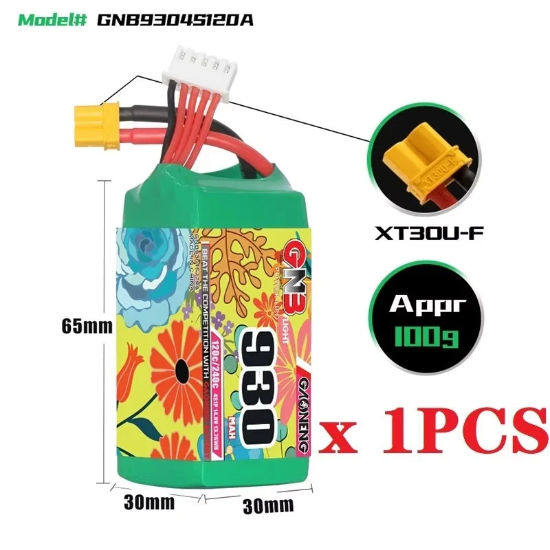 Gaoneng GNB 930mAh 120C/240C LiPo Battery XT30 — 2S / 3S / 4S / 6S for FPV Racing Drones