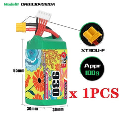 Gaoneng GNB 930mAh 120C/240C LiPo Battery XT30 — 2S / 3S / 4S / 6S for FPV Racing Drones