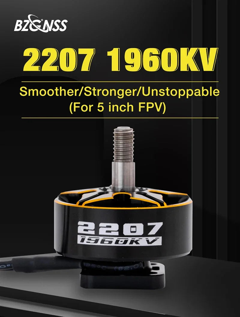 BZGNSS 2207 1960KV brushless Motor - 6S Turbo-Cooled for 5 inch FPV Racing Drones | Smooth Freestyle Performance (Gradient Camo)