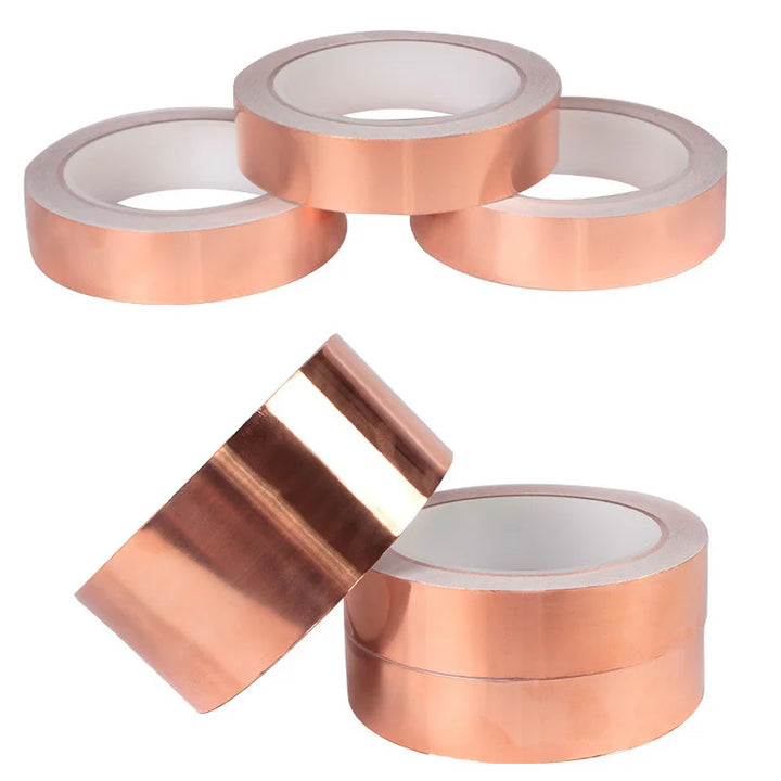 Double-Sided Conductive Copper Foil Tape — EMI Shielding, 10m Roll, 5mm–50mm Width Options