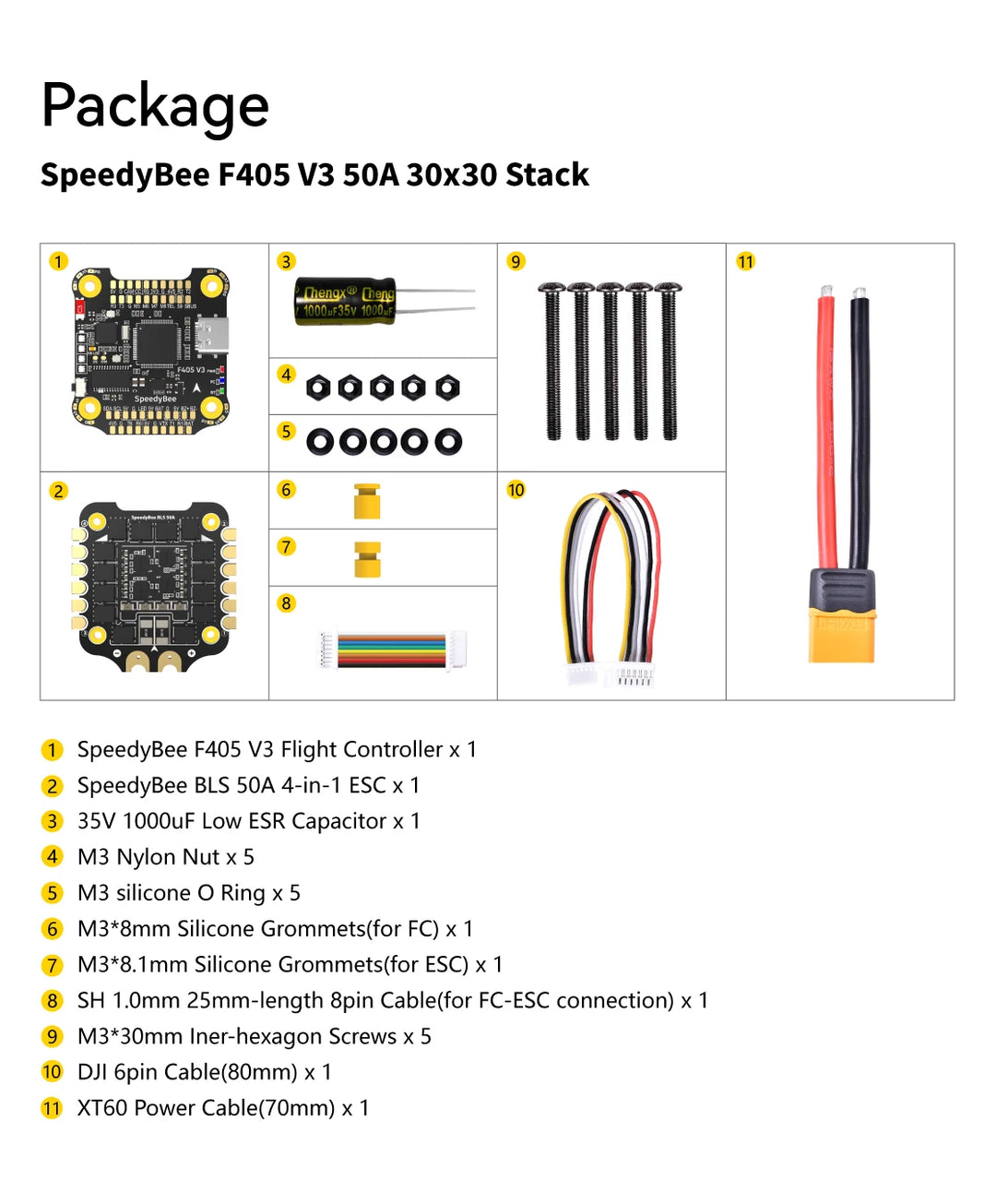 Speedybee F405 V3 50A Stack Fc Ecs Bmi270 30X30 Flight Controller Bls 4-In-1 Esc 3-6S Lipo For Rc Fpv Drone Runcam