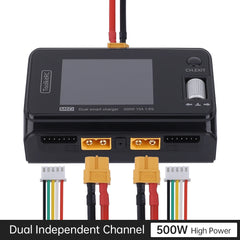 ToolkitRC M6D 500W Dual Channel Smart Charger - 1-6S LiPo Battery Charger with Power Supply