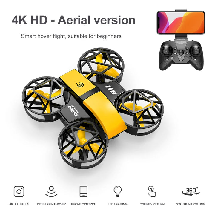 RH821 Flip Mini RC 3D Flip 4KHD Drone Helicopter Altitude Hold 2.4G 4 Axis Remote Control Quadcopter Kids Toy With Lights
