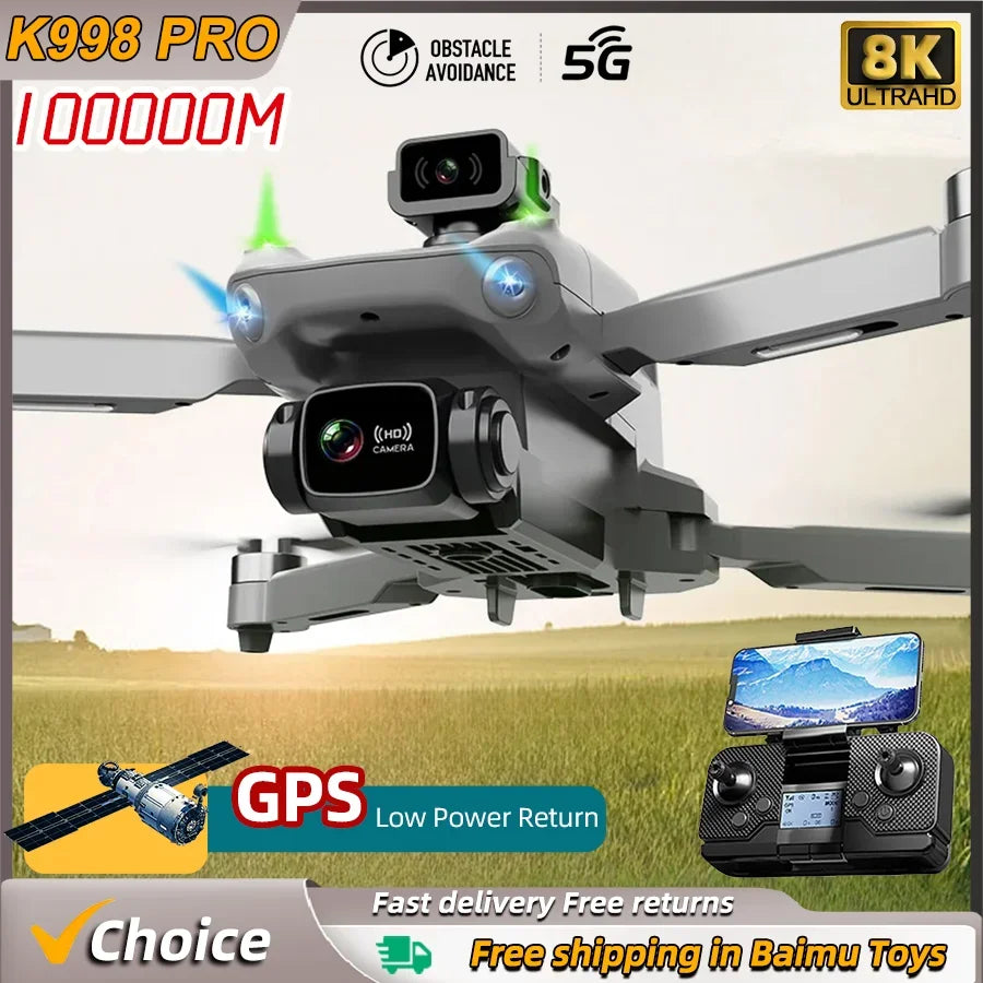 K998 5G GPS Drone 8K Obstacle Avoidance Professional Dual Camera Brushless Motor WIFI FPV Foldable Quadcopter