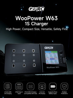 GEPRC WooPower W63 100w Smart Battery Charger Charged for LiPo LiHV LiFe Suit Short-circuit Protection RC FPV Quadcopter Drone