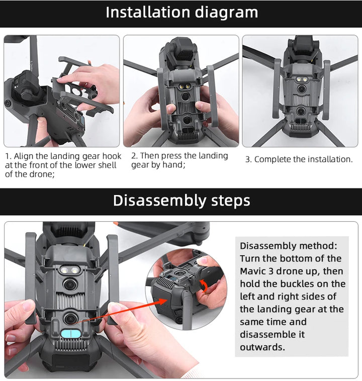 Foldable Landing Gear for DJI Mavic Mini 1/2/3/Air 2/2S/Pro Support Leg Height Extender Stand Mount Protector Drone Accessory