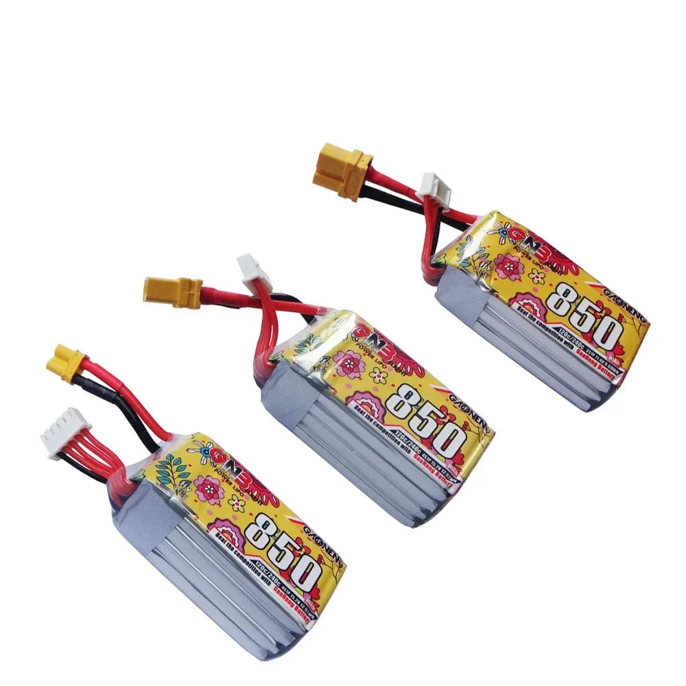 GNB GAONENG 850mAh 120C LiHV Battery — 2S 7.6V / 3S 11.4V / 4S 15.2V / 6S 22.8V, XT30 / XT60, FPV Drone