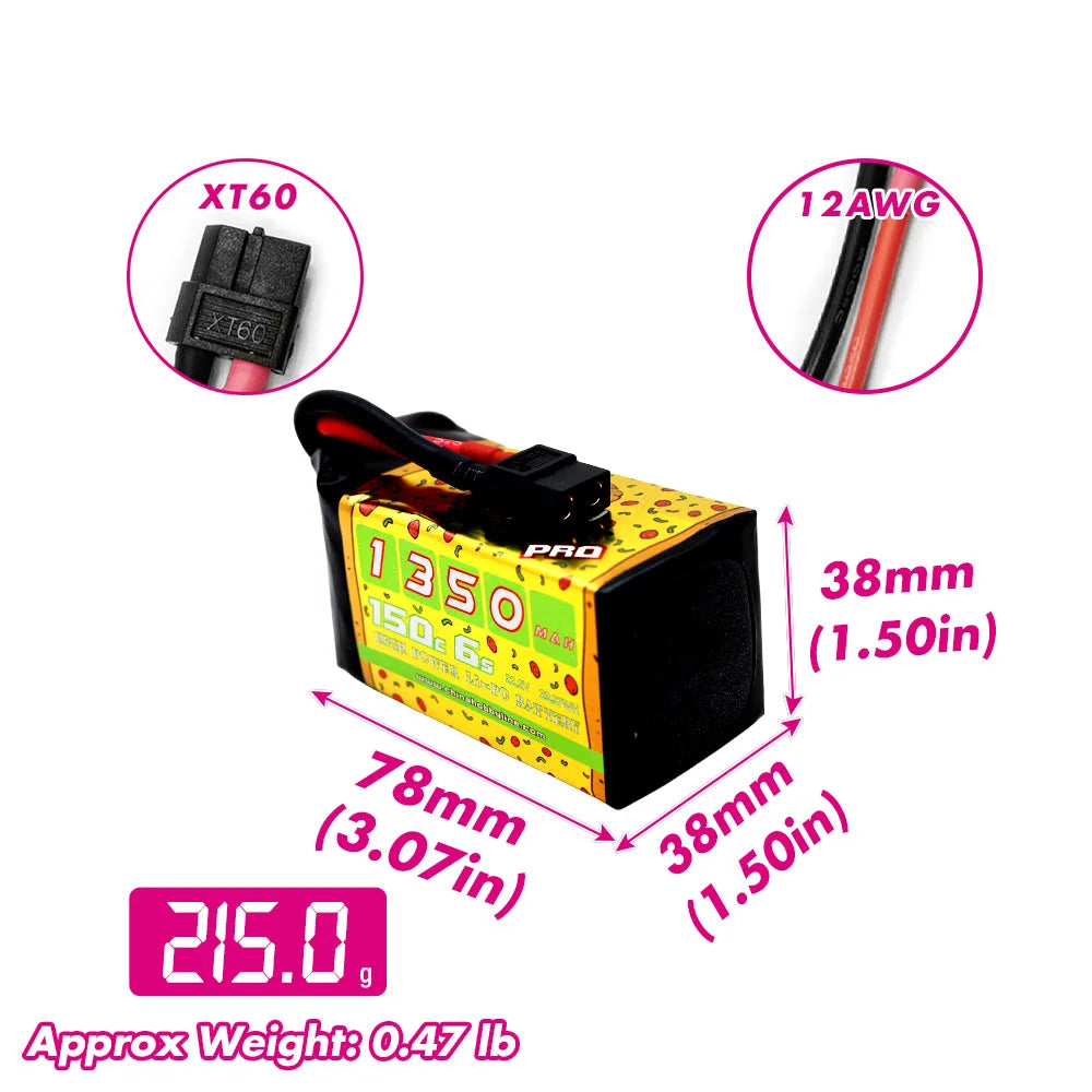 CNHL 6S 22.2V LiPo Battery 1300mah 1500mah 130C XT60 | FPV Racing