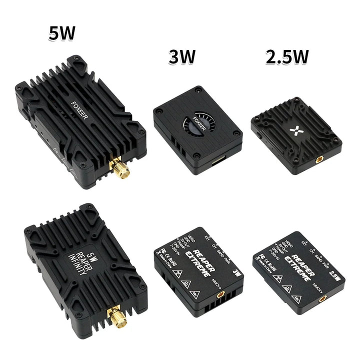 Foxeer Reaper Extreme V2 5.8GHz VTX — 2.5W / 3W / 5W / 10W, 72–80CH, Built-in Mic & Fan, Tramp, 20×20mm, for FPV Long Range Drones