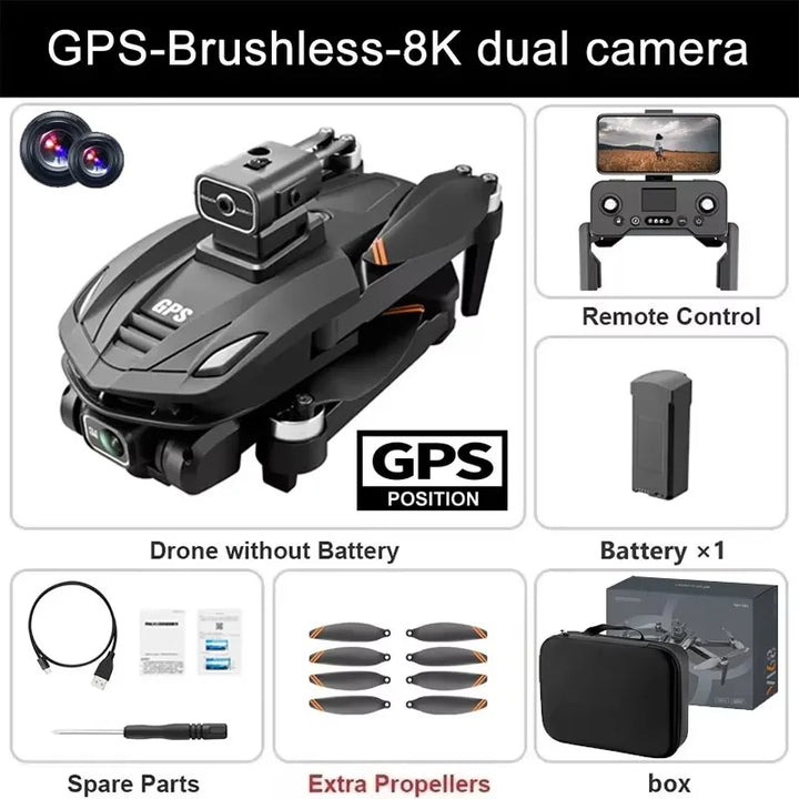V168 Pro MAX GPS Drone - 8K Dual Camera with Obstacle Avoidance