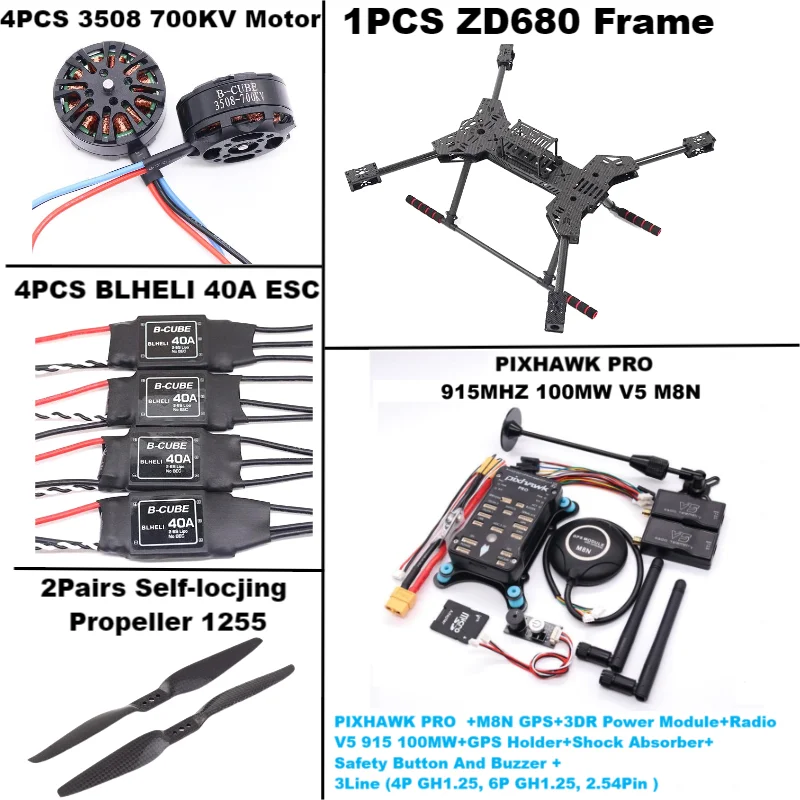 New ZD680 PRO M8N/M9N/M10 Full Carbon Fiber Hexa-Rotor Foldable Arm Hexacopter Frame Kit PIXHAWK with Unflodable Landing Gear