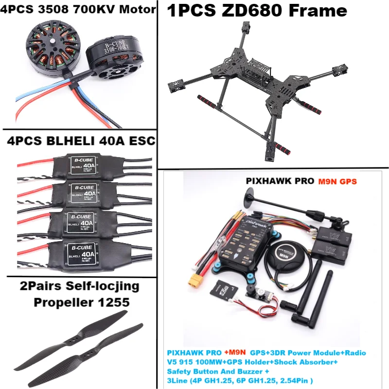 New ZD680 PRO M8N/M9N/M10 Full Carbon Fiber Hexa-Rotor Foldable Arm Hexacopter Frame Kit PIXHAWK with Unflodable Landing Gear
