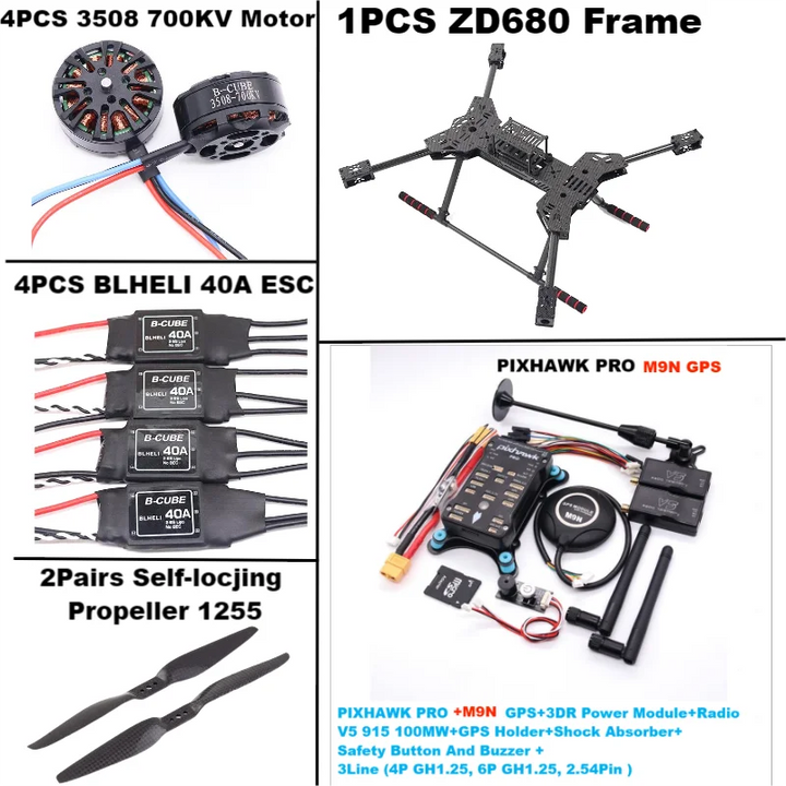 New ZD680 PRO M8N/M9N/M10 Full Carbon Fiber Hexa-Rotor Foldable Arm Hexacopter Frame Kit PIXHAWK with Unflodable Landing Gear