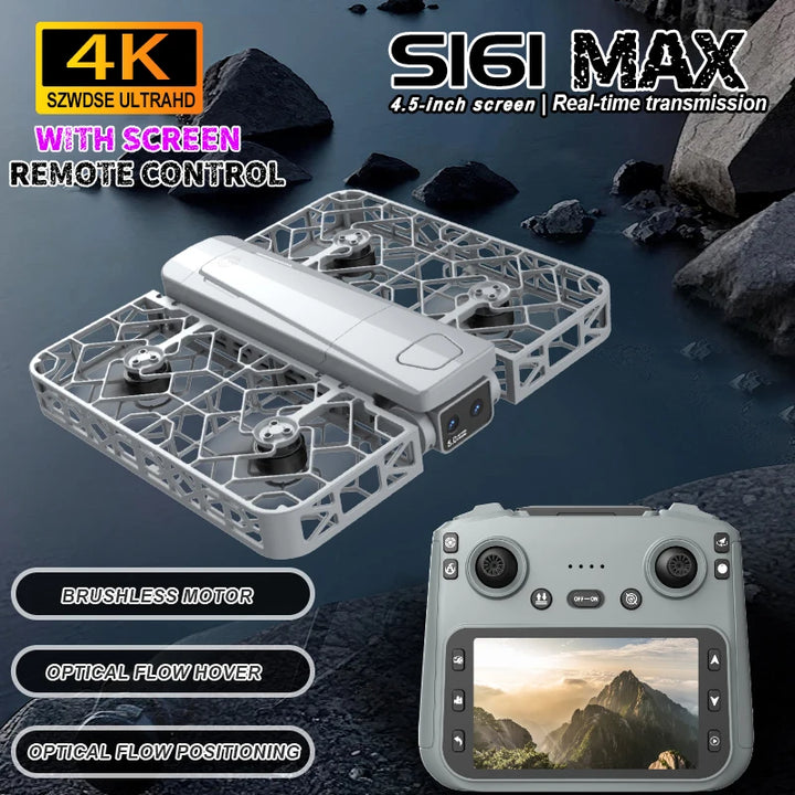 S161 MAX Drone - 4K HD Dual Camera with Screen & Brushless Motor