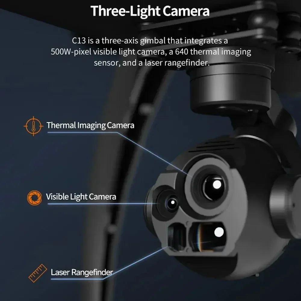 Skydroid C13 Multi-Sensor Gimbal — 30X Zoom, EO/IR/Laser, AI Target Lock, 3-Axis, UAV